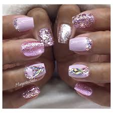It is such a stunning idea and the rhinestones really jazz up. Margarita On Instagram Nails Naturalnails Shortnails Ombrenails Nailart Margari Pink Bling Nails Glitter Gel Nails Pink Acrylic Nails