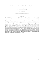 Pdf Food Sovereignty In Africa The Role Of Producer Organisations