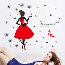 Maybe you would like to learn more about one of these? Fashion Shopping Girl Wall Sticker Pretty Red Dress Girl Wall Decals For Girl Room Clothes Shop Glass Window Decoration Stickers Buy At The Price Of 3 74 In Aliexpress Com Imall Com