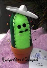 Happy Mustashioed Cactus Pincushion Pin Cushions Cactus Hand Warmers
