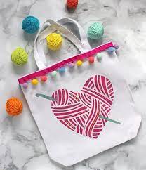 Diy Yarn Tote Bag With Heat Transfer Vinyl And Hand Embroidery The Craft Patch Yarn Diy Yarn Tote Bag Yarn Tote