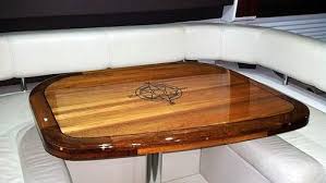 Teak With Gloss Epoxy Compass Rose Inlay On Meridian 441 Boat Table Teak Table Teak