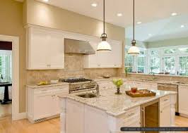 Giallo Napoli Granite White Cabinets Backsplash Ideas Beige Kitchen Beige Kitchen Cabinets Travertine Backsplash