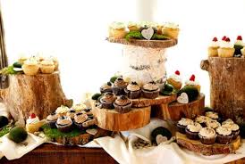 Wood Slab Cupcake Display Dessert Display Wedding Dessert Buffet Table Dessert Display