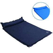 Youkada Sleeping Pad Double Self Inflating Camping Pad Large For 2 Person Air Mattress With Pillow Navy Blue Large All4hiking Com Camping Pad Air Mattress Sleeping Pads