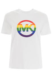 michael kors rainbow logo t shirt mu95m7u97j white italy