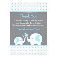Blue And White Elephant Baby Shower Thank You Card Invitations Custom Unique Diy Personalize Baby Shower Invitations Baby Shower Thank You Cards Baby Shower