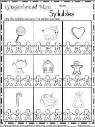 Christmas Gingerbread Syllables Worksheet Syllable Worksheet Christmas Kindergarten Christmas Worksheets