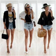 Denim Shorts Heels Styled 3 Ways Denim Shorts Outfit Shorts Outfits Women Jean Short Outfits