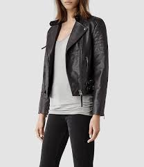 Womens Dorsey Leather Biker Jacket Slate Allsaints Com Jackets All Saints Leather Jacket Biker Jacket