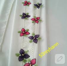 Igne Oyasi Cicekli Tulbent Kenari Oya Ornekleri Yazma Oya