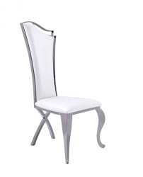 Buy Vig Bonnie Dining Chair Set Of 2 White Pu H1106 2 Black Stnls Dining Side Chair 2 Pcs In White Leatherette Online