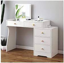 On the table, a flap for storage, opening on the front as a drawer. Nqfl Dressing Table European Minimalist Modern Folding Square Mirror Bedroom Students Makeup Desk Cosmetic T Bedroom Dressing Table Bedroom Mirror Vanity Table
