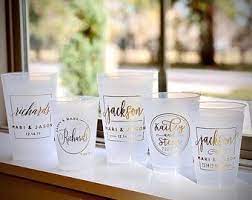 Personalized Wedding Plastic Cups Plastic Frosted Cups Etsy Wedding Plastic Cups Wedding Cups Frosted Wedding Cups