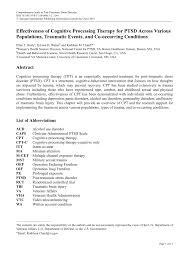 Pdf Effectiveness Of Cognitive Processing Therapy For Ptsd Across Various Populations Traumatic Events And Co Occurring Conditions