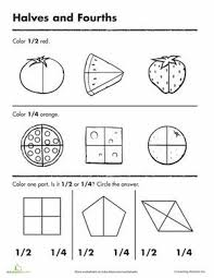 Worksheets Beginning Fractions Halves Fourths Fracciones Clase De Matematicas Fracciones Decimales