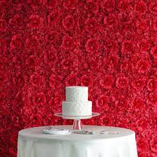 Pack Of 4 11 Sq Ft Uv Protected 3d Red Silk Rose Hydrangea Flower Wall Mat Panel Flower Wall Backdrop Wall Backdrops Flower Wall