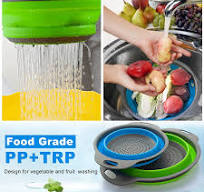 Silicone Folding Fruit Veggie Basket Drain Strainer Wash Filter Kitchen Tool