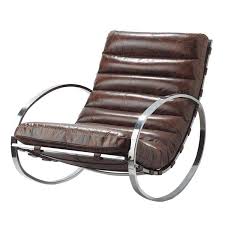 Aubry gaspard fauteuil en simili cuir camel. Fauteuil A Bascule En Cuir Marron Freud Maisons Du Monde