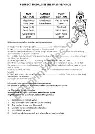 The general rule for sentences using modals in passive voice is Perfect Modals In The Passive Voice Esl Worksheet By Missake2