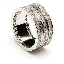 Embossed Celtic Wedding Ring With Diamond Trim Celtic Rings Ltd Irish Wedding Rings Celtic Wedding Rings Diamond Wedding Rings
