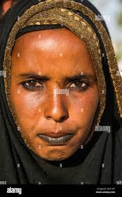Toubou woman, portrait, tribal festival Place de la Nation, N'Djamena, Chad  Stock Photo