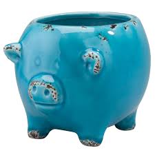 The pink pig garden decor collection is a gardener's delight. Fox Valley Traders Open Pig Shape Ceramic Planter Distressed Blue Cute Animal Mini Pot For Indoor Outdoor Garden And Home Decor 4 Long X 4 1 3 Wide X 4 1 3 High Walmart Com Walmart Com