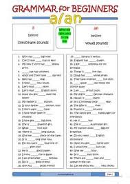 Grammar For Beginners A Or An Esl Worksheets English Grammar Worksheets Learn English English For Beginners