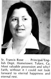 We are very sad to announce the passing of Bishop Conaty's first lady  principal, Sister Francis Rose Rivers, SSND. Sister Francis Rose served as  principal from 1975-1979. She passed into eternal life