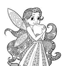 Tooth Fairy Coloring Page Zentangle Line Art Decorative Doodle Illustration Cartoon Fairy Tale Char Fairy Coloring Book Fairy Coloring Pages Fairy Coloring