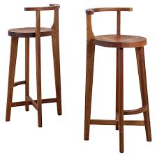 Pair Studio Crafted Wooden Bar Stools With Rounded Back Rests Wooden Bar Stools Bar Stools With Backs Wood Bar Stools