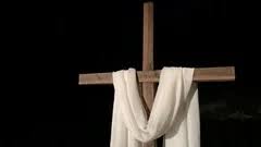 American flag draped over cross. A Religious Cross With White Cloth Drape Stock Video Pond5
