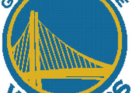 Model stitched one over two on 40 ct. Counted Cross Stitch Pattern Golden State Warriors Logo The Cross Stitch Guy