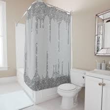 Silver Glitter Drips Glam Sparkle Customize Shower Curtain Silvershowercurtain Silverglitte Pink Bathroom Decor Modern Shower Curtains Silver Shower Curtain