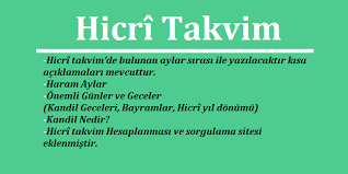Hicrî takvim, müslüman takvimi ya da i̇slâmî, 1 yılı 354 hicri aylar hangileridir? Hicri Takvim Dinisitem