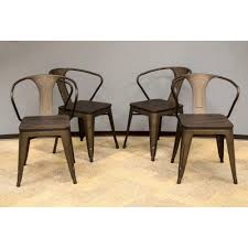 Amerihome Loft Style 18 In Rustic Gunmetal Dining Chair With Dark Elm Wood Tops Set Of 4 801507 The Home Depot Metal Dining Chairs Solid Wood Dining Chairs Dining Chairs