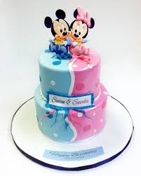 Beautiful Birthday Cake For Twins Brother And Sister 27 Marvelous Picture Of Happy Birthday Twins Cake Birijus Com Twin Birthday Cakes Twins Cake Mickey Cakes