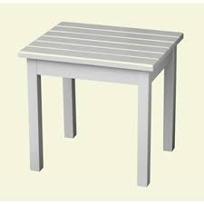 White Patio Side Table 50etw Rta The Home Depot Patio Side Table Wooden Patio Furniture Patio Rocking Chairs