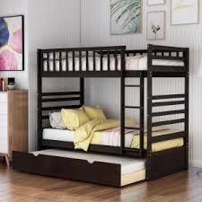 harper bright designs gray twin over full bunk bed with trundle and stairs for kids sm000095aae 1 the home depot in 2021 bunk bed with trundle bunk beds wood bunk beds