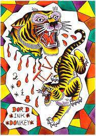 Traditional Tiger Head Flash Drawing Design Tattoo Traditional Tiger Tattoo Tiger Head Tattoo American Traditional Tattoo