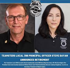 Repost @teamsterslocal399 . . . JUST ANNOUNCED: 399 PRINCIPAL OFFICER STEVE  DAYAN ANNOUNCES RETIREMENT The Teamsters Local 399 Executive Board  unanimously voted 399 Recording Secretary, IBT Western Region Vice  President-elect and recently
