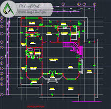 مخطط منزل بطابق واحد اوتوكاد Dwg