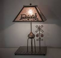 Meyda Custom 51704 Train Antique Copper Table Top Lamp