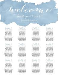 Dusty Blue Watercolor Wedding Seating Chart Template Diy