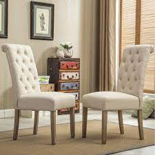 roundhill furniture habit tufted parsons dining chair set of 2 in 2020 parsons dining chairs dining chairs dining room chairs