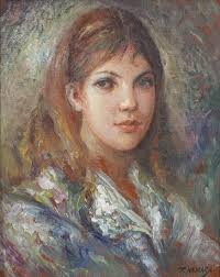 AXEL NILSSON. Olja på duk, Kvinnobild, signerad. Konst