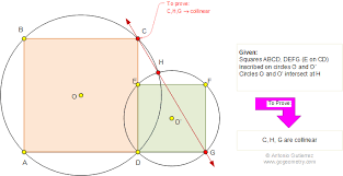 Math Geometry Problem 723 Squares Circumscribed Circles Collinearity Online Math Tutor Geometry Problems Math Tutor Math Geometry