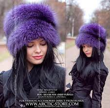 Boyaryn Luxe Deep Purple Silver Fox Fur Hat Russian Style Hat Fur Accessories