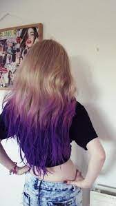 I am still so thankful that people enjoy watching me dip my sist. Messy Blond Hairstyle With Purple Dye Dip Hair Styles Dip Dye Hair Blonde Hair Goals
