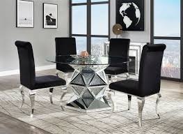 Sync up your dining room style with these full dining room sets from star furniture. Noralie 5 Piece Round Table Dining Room Set In Mirrored Faux Diamonds Clear Glass Finish By Acme 72145 62072